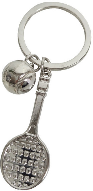 실버 테니스 라켓 키링 2개, 1세트