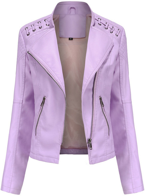 여성용 쇼트 레더 슬림 라이더 PU 자켓 뉴타임즈 A332E556