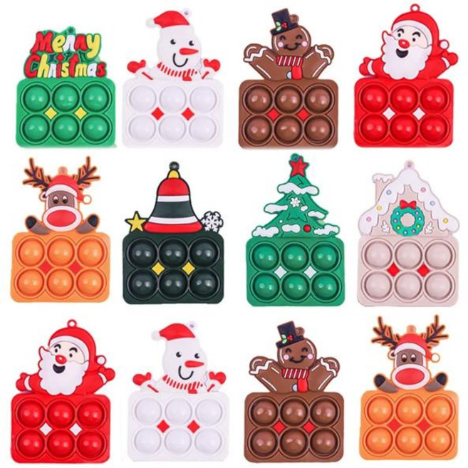 GEEKI 푸쉬팝 게임기 버블 팝 무한 뽁뽁이 피젯 토이 스트레스 해소 장난감 산타 클로스 메리 크리스마스 키체인 완구 푸시 핸드 파티 선물 를 위한 10 개 20 30, [03] C-30PCS, 1개