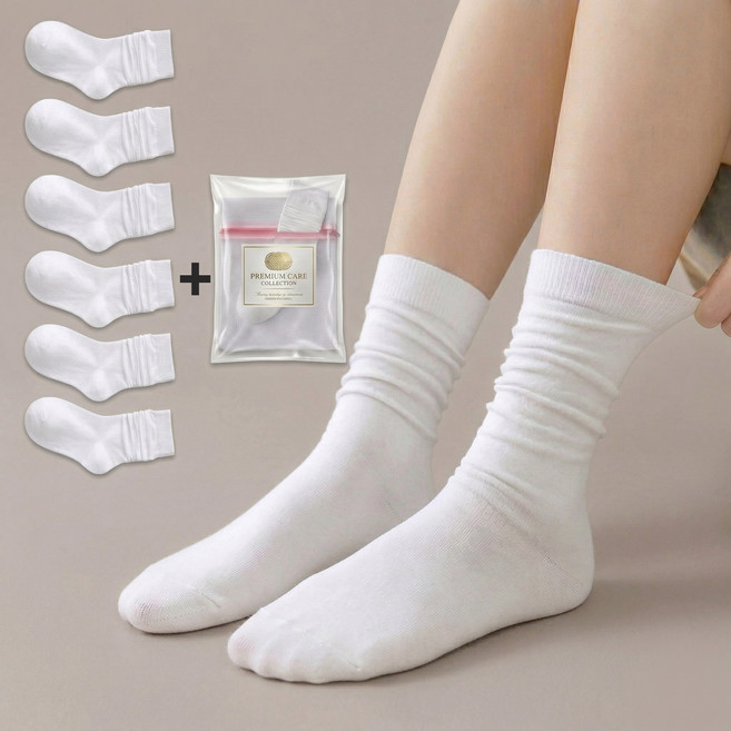 니뷰 여성용 무압박양말 임산부 간호사 교복 6켤레+세탁망