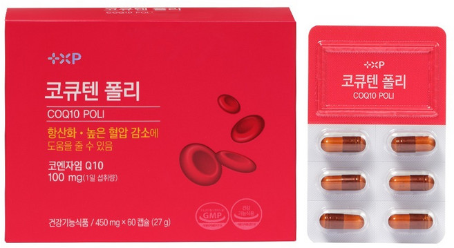 코큐텐폴리 코엔자임 Q10 폴리코사놀 항산화 높은 혈압 감소에 도움 영양제, 1개, 60정