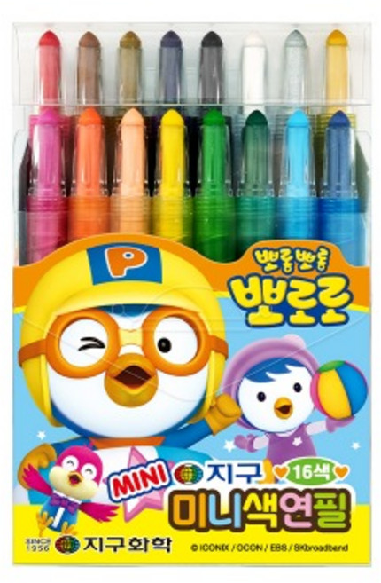 지구화학 지구 뽀로로 미니 샤프식 색연필, 16색, 1개