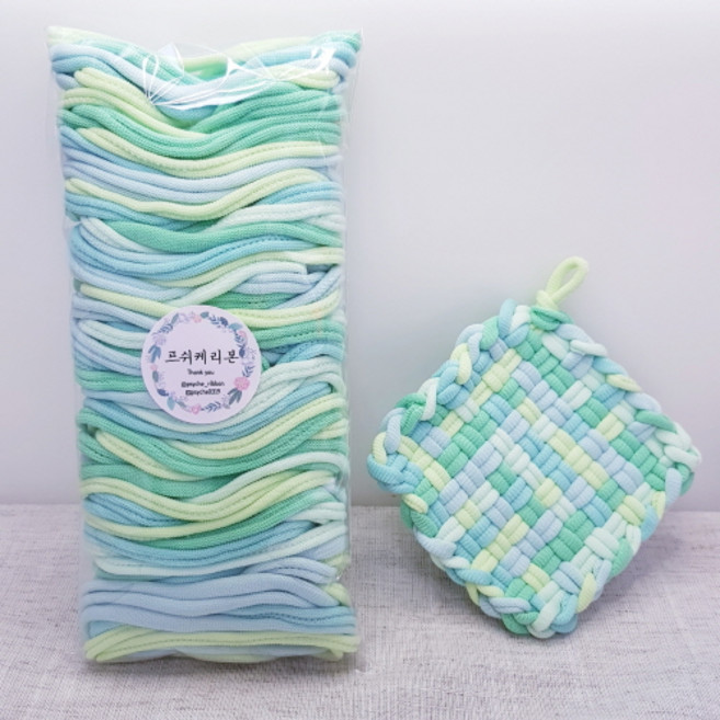 양말목공예 직조라벨 양말공예 양말목직조틀 파이핑끈 고무실 직조틀 좌식 사각수틀, 7.민트믹스(100개입)+직조틀, 1개