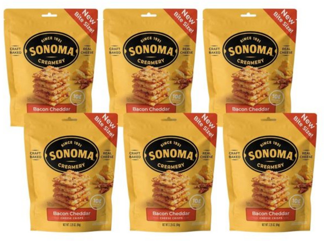 베지터블 비건 과자 스낵 Sonoma Creamery 소노마 크리머리 치즈 크리스프 체다 짭짤한 간식 크래커 고단백 저탄수화물 글루텐 프리 밀가루 없음, 베이컨 체다