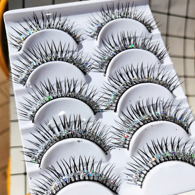 예쁜 반짝이 속눈썹 벨리공연 속눈썹 방송댄스 무대 인조속눈썹, 1개, 반짝이부착형