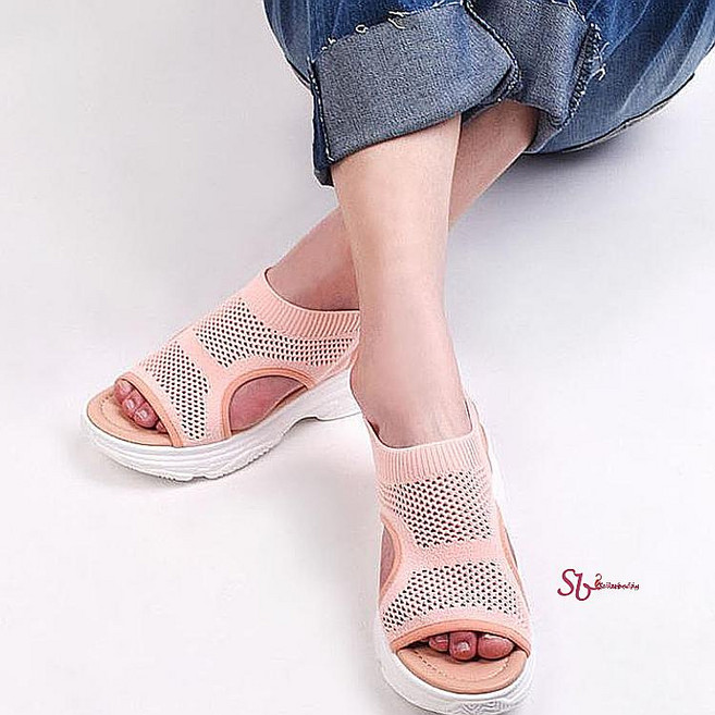 샌들 편한 5cm 여자 니트 여성 밴딩 키높이 흰색 여름 화이트 5센티 신발 여행용xyz020