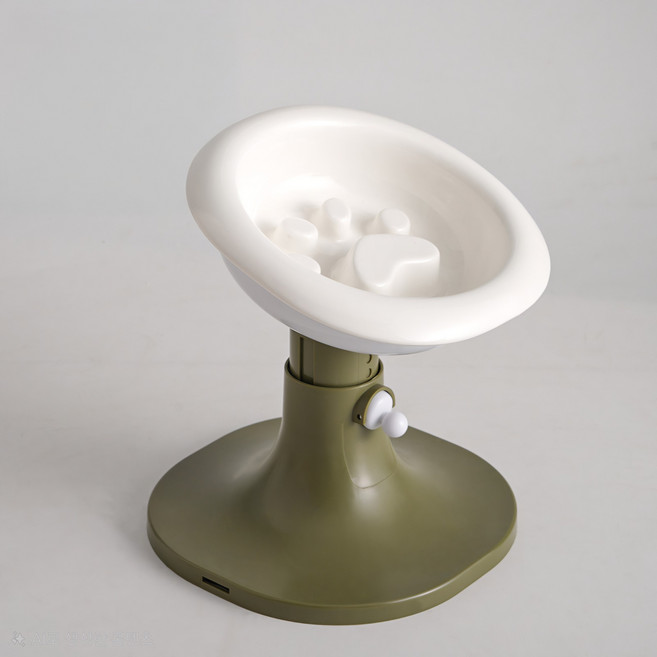 코코복 반려동물 급체방지 식기 높이조절 슬로우 식기 강아지 고양이 도자기 밥그릇, 1개, 화이트