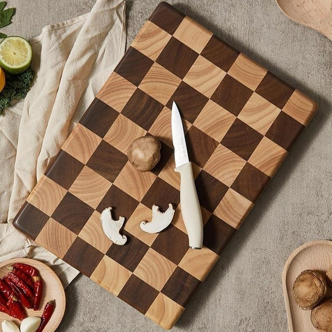 레네토 엔드그레인 도마 아카시아 원목 플레이팅 나무 도마, 1개