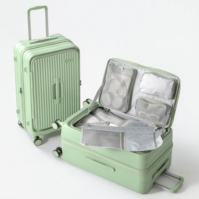 우위제 100%pc 전면 개방형 캐리어 확장형 대용량 캐리어 대형 여행 트렁크 가방 tsa락