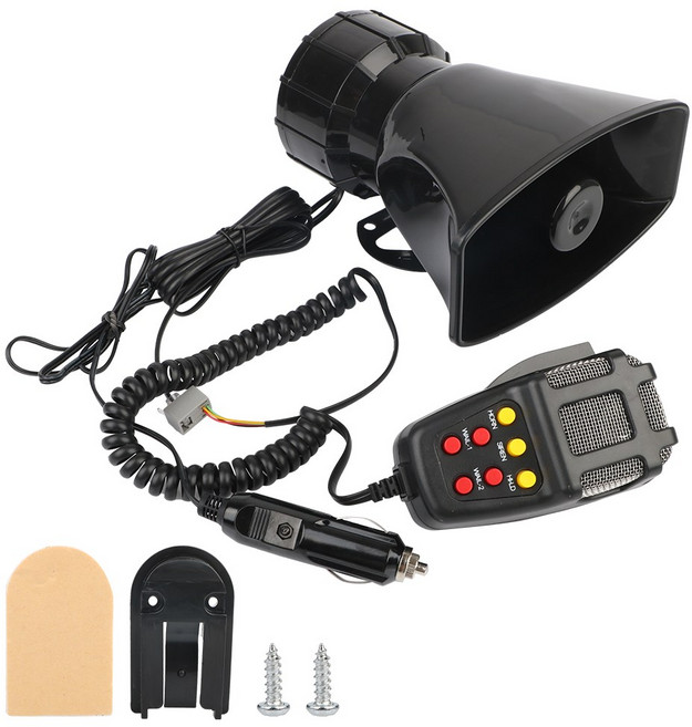호환 자동차 경고 경보 확성기 경찰 사이렌 에어 호른 스피커 12V 100W 시거잭 플러그 경적 7 소리, 01 12V Cigarette