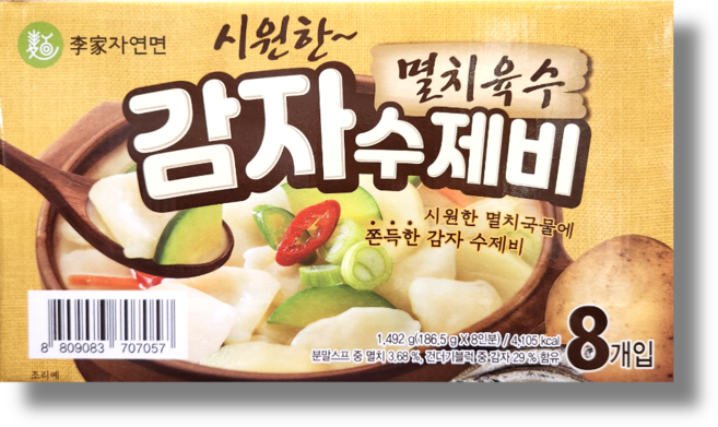 이가자연면 멸치육수 감자 수제비, 186.5g, 8개