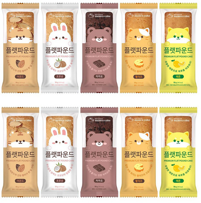 맘스케이크 오븐에 구운 플랫파운드 5가지맛 혼합세트, 10개, 50g