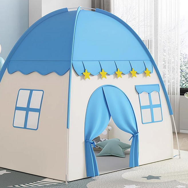 SeekFun 실내 텐트 하우스 귀여운 원터치 놀이 텐트, Blue/블루, 1개