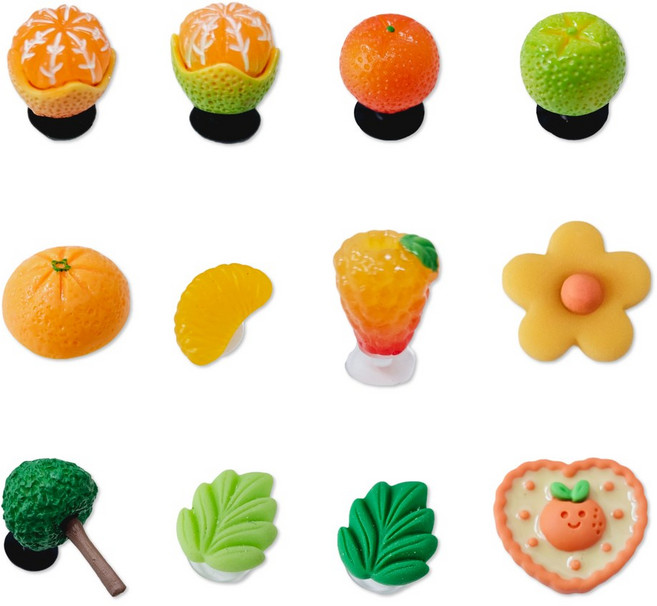 젤리포크 3D 감귤 과일 귤 나뭇잎 나무 오렌지 파츠 참 신발 악세사리 실내화 꾸미기