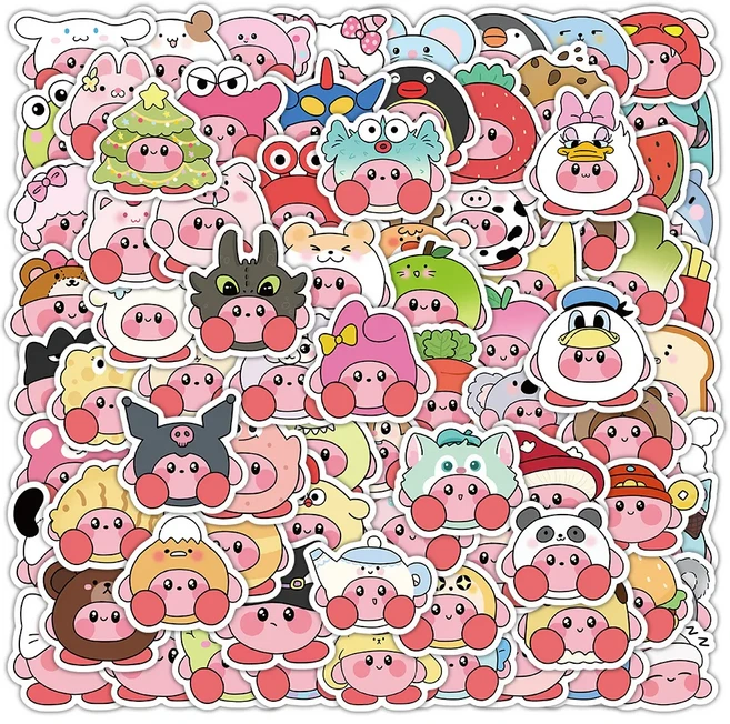 올스토어 100PCS Kawaii 커비 스티커 소녀 DIY 데칼 전화 노트북 병 스크랩북 수하물 귀여운 애니메이션 낙, 01 100PCS
