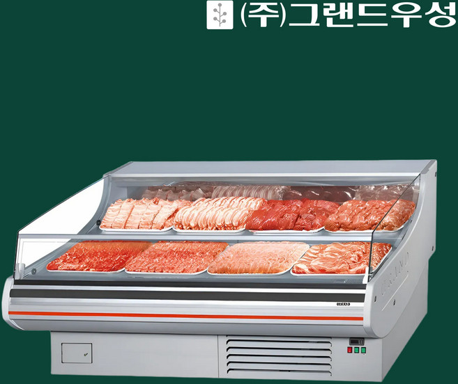 우성 고급형 정육수산 1단 셀프대면 8자 내치형 정육점 GWF-SFJ24MBF, 와인