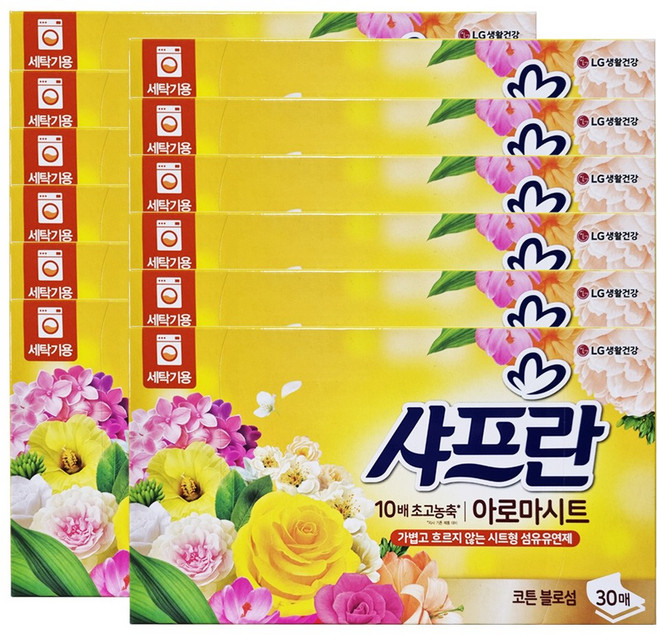 샤프란 아로마 시트 코튼 블로섬 30매 X12개(1box) / 세탁기용, 30개입, 12개