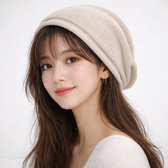 롤업 데일리 남녀공용 면 니트 비니 모자 국내생산