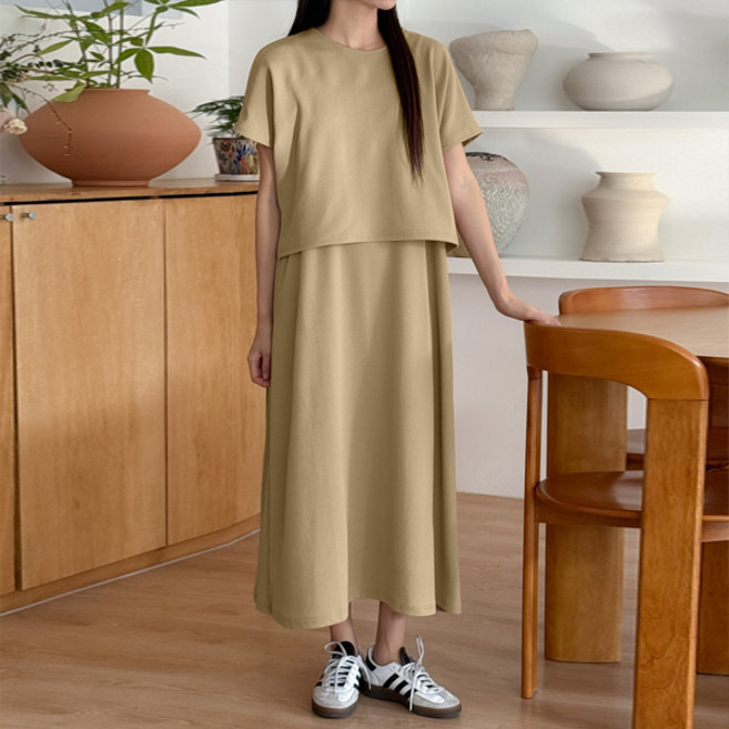 마이쏭 여성 빅사이즈 나시원피스 루즈핏 트윌라티셔츠롱원피스세트