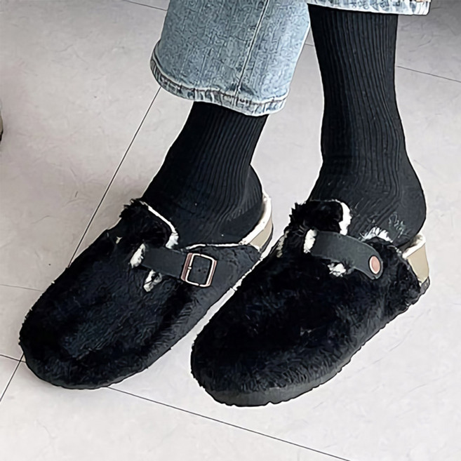 슈레나 국산 여성용 젠슨 털 슬리퍼 외출용 겨울 블로퍼