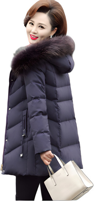 HA.M 여성 후드 패딩 점퍼 빅사이즈 루즈핏 누빔 경량 웰론 다운점퍼 엄마옷 40대 50대