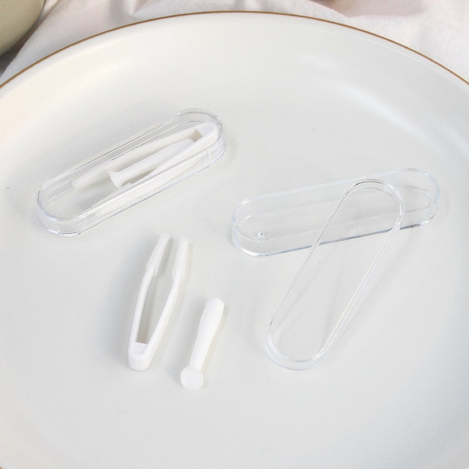 렌즈 착용 보조 도구 집게&봉 휴대용 위생 관리 세트 2개