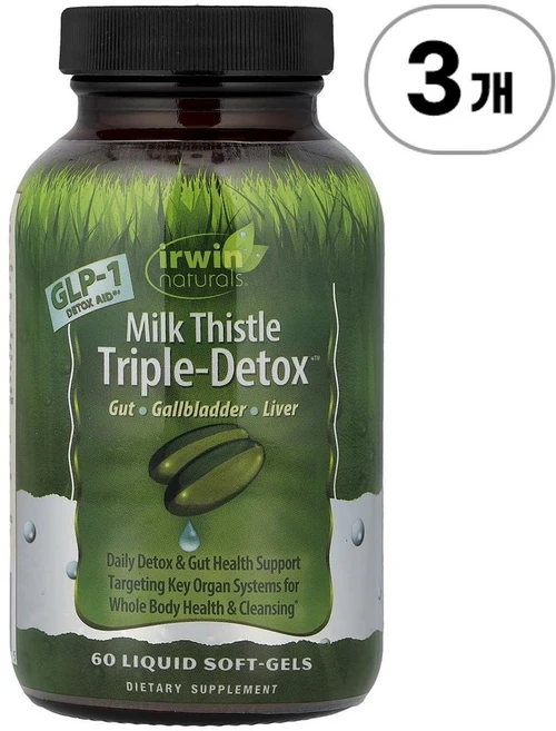어윈 네추럴스 밀크씨슬 트리플-디톡스 Irwin Naturals Milk Thistle Triple-Detox™ 60정, 3개 - 쿠팡