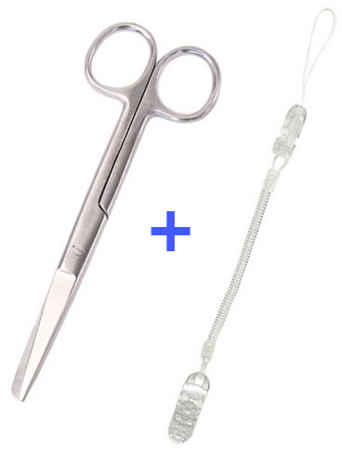 시저 가위 14cm 스프링 집게줄 간호사 용품 2p 모음 일자형 병원 실습용 1개 너스피아, 시저가위 스프링집게줄 투명 2P