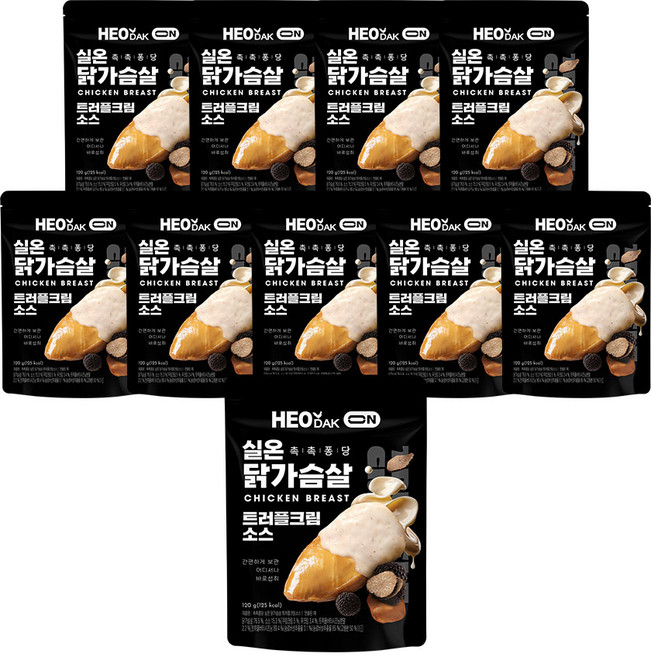 허닭ON 촉촉담백 실온 닭가슴살 트러플크림, 10개, 120g