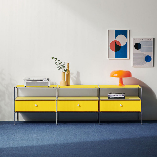 가온리빙 파트너 1800 모듈 높은거실장 tv장/거실장, 1단 옐로우