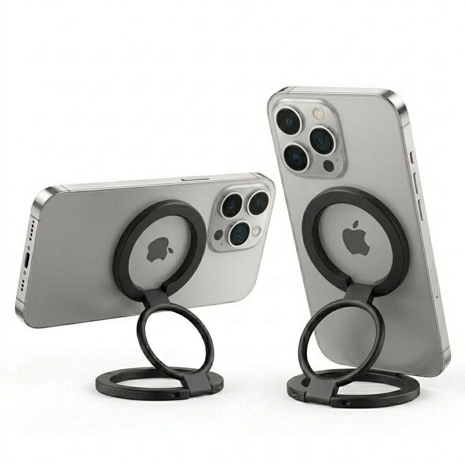 LUPIC 맥세이프 그립톡 마그네틱 양면자석 링홀더, 1개, 블랙