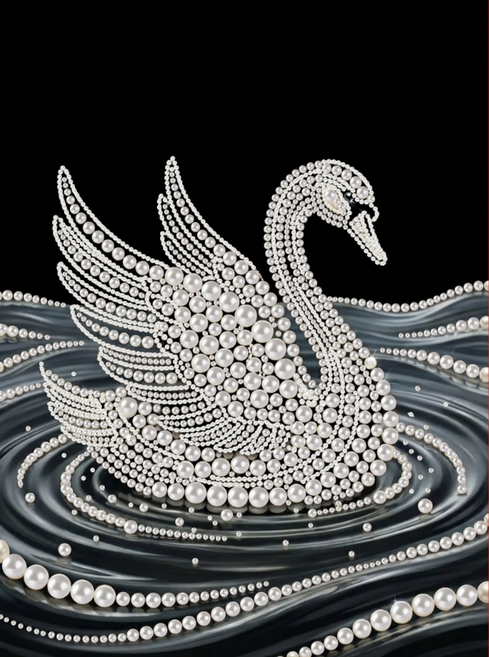 온메이드 DIY 명화 진주드로잉 그림그리기 보석십자수 세트 MD-230, 1개, 14 은빛 백조