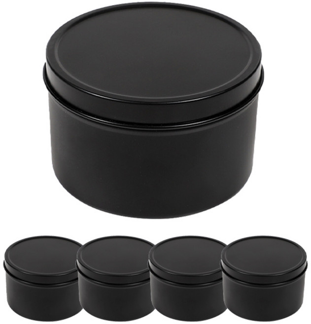 틴케이스 250ml 알루미늄 블랙 캔들 용기 DIY 재료, 5개