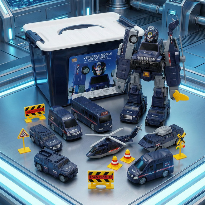 토요요 자석 공사 변신 로봇 조립 장난감 경찰 포크레인 완구JM-BX1, 블루35PCS, 1개