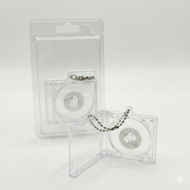 [꼼지락] NFC 미니 CD 제작 DIY 키트 아이돌 굿즈 만들기 투명 케이스 세트, 4개, 혼합