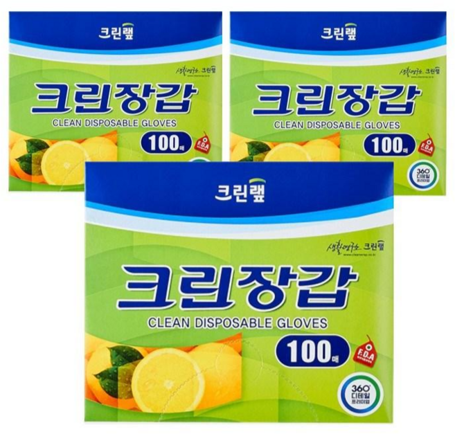 크린랲 크린장갑 100매, 100개입, 3개