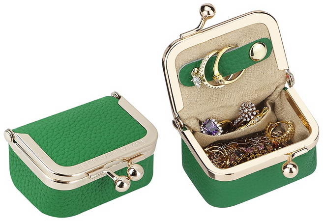 Royal Bagger 진피 미니 주얼리 여성 지갑 단색 키스 잠금 동전 지갑 캐주얼 스타일 소형 수납백 여성용 s 깊은 보라색 + 체인