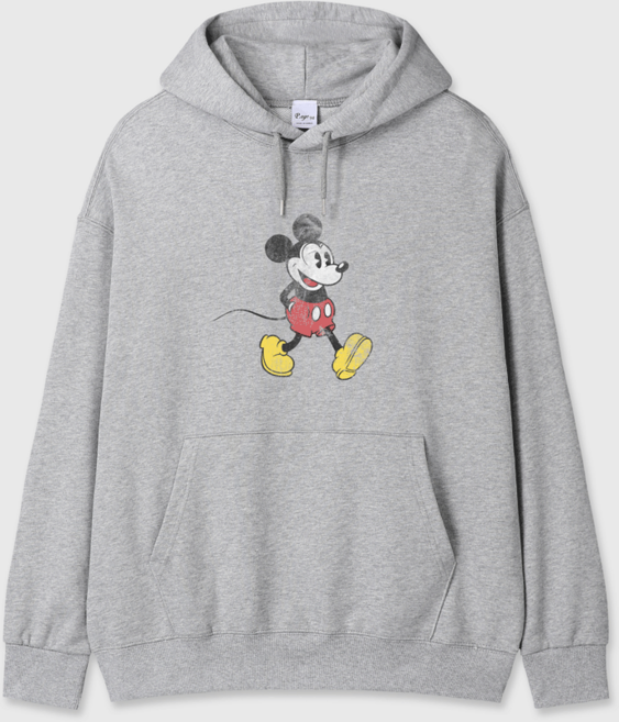 디즈니 미키 빈티지 남녀공용 오버핏 프린팅 헤비 쭈리 후드 티셔츠