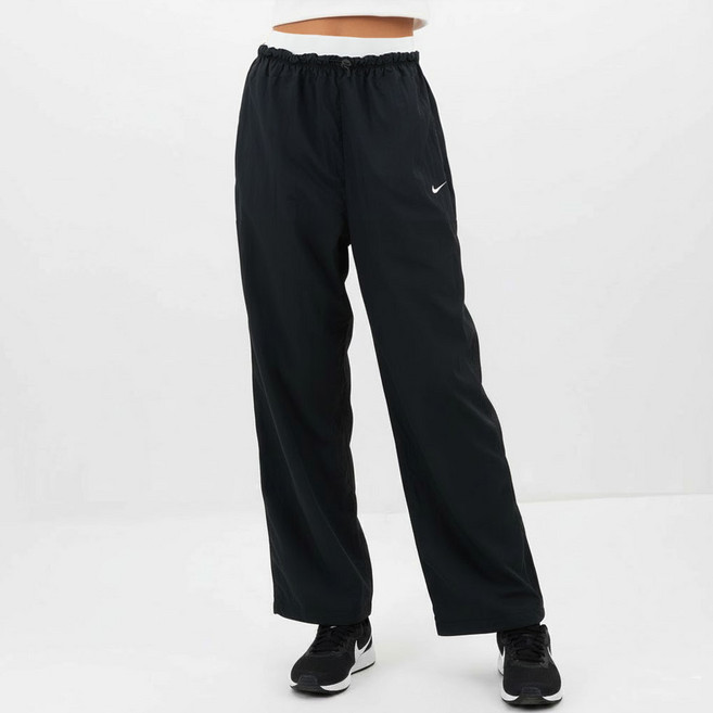 나이키 우븐 팬츠 여성 하이웨스트 나일론 긴바지 루즈핏 트레이닝복 스냅 버튼 밑단 와이드 팬츠