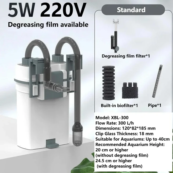 220V 5W XBL-400 어항 필터 벽걸이형 버킷 외부 소형 무소음 수질 정화 순환, 02 EU, 01 China Mainland, 02 XBL-300