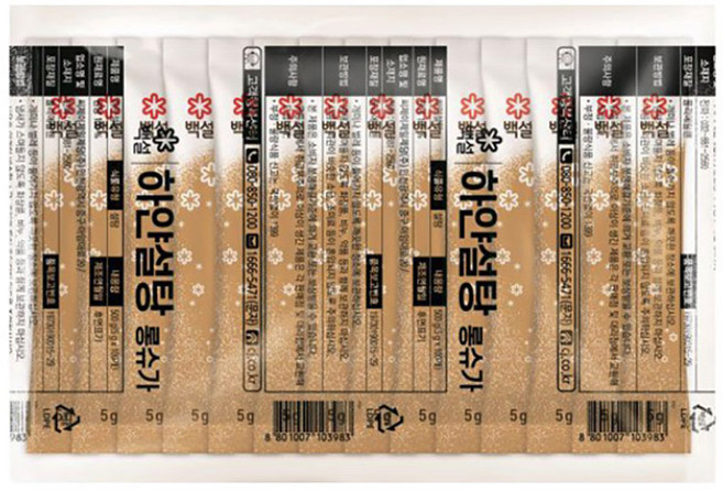 사모아몰 국내당일발송 하얀설탕 롱슈가 설탕스틱! 100개입 (5gX100개) 각설탕 하얀설탕 흑설탕 거피설탕 갈색, 500g, 20개