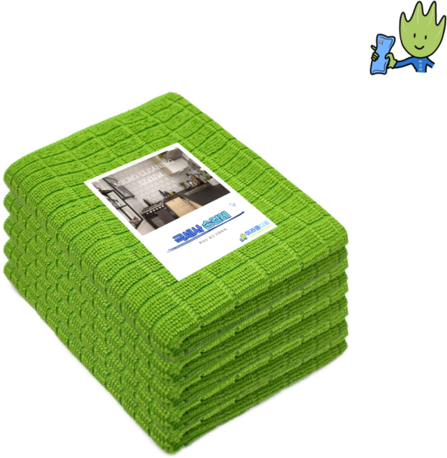 미라클디포 극세사 바둑 걸레, 5개, 그린