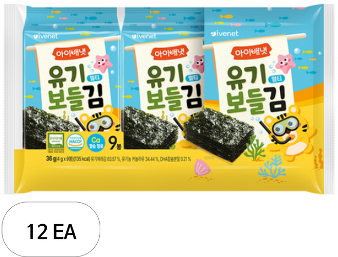 아이배냇 유기 보들김 멀티 9p, 김맛, 36g, 12개