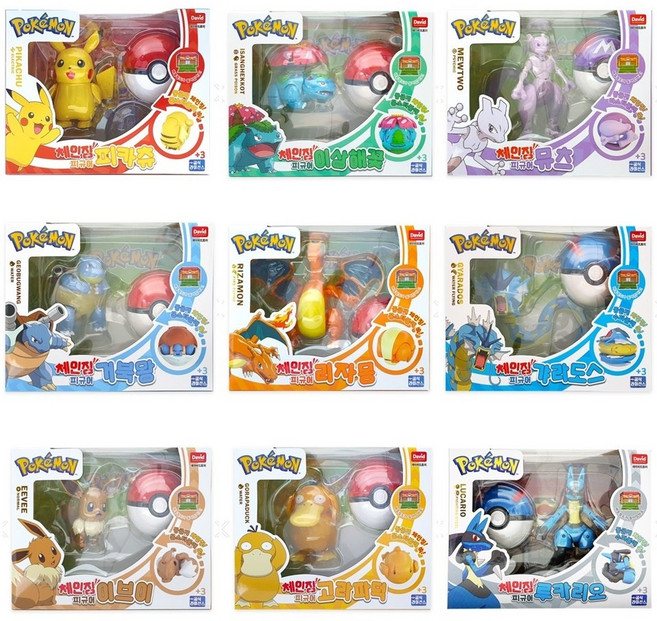 포켓몬 체인징 피규어 리자몽 갸라도스 거북왕 고라파덕 뮤츠 이브이 이상해꽃 피카츄 루카리오 솔가레오, 포켓몬 루나아라, 1개