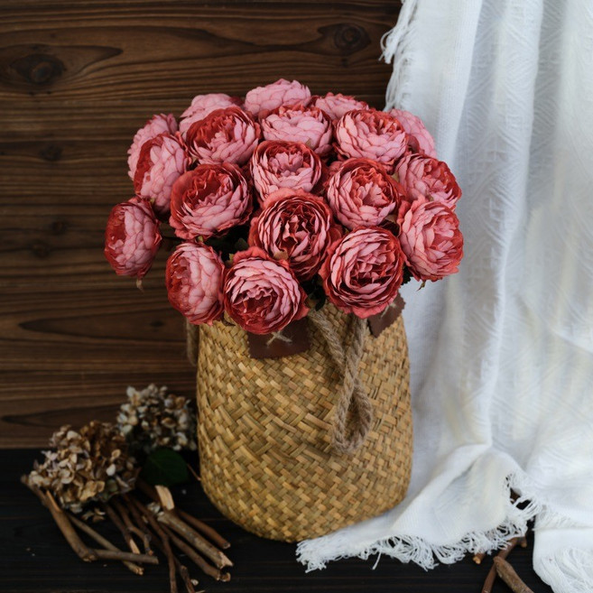 嗨購 亞馬遜爆款仿真玫瑰花束 居家酒店婚禮情人節裝飾絹花假花, 2, 1個