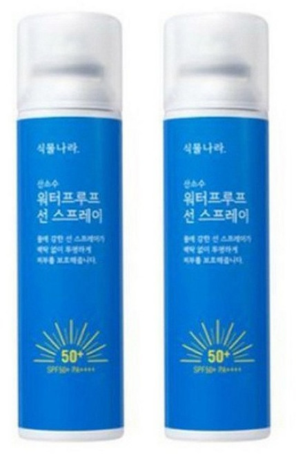식물나라 산소수 워터프루프 선스프레이 100ml SPF50+ PA+++ 여름 강 바다 물놀이 자외선차단, 200ml, 2개