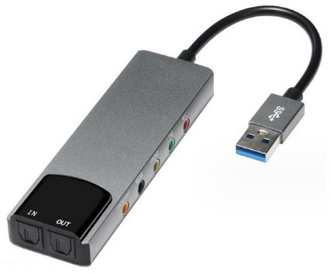 spidf外接音效卡 USB外接光纖音效卡 鋁合金帶混音 6合1 USB SOUND, 1個, 六合一USB外接聲卡, HY-601