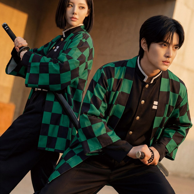 +당일발송+데몬 유카타 T 귀칼 데몬 유카타 코스프레 반티 체육대회 졸업사진 의상