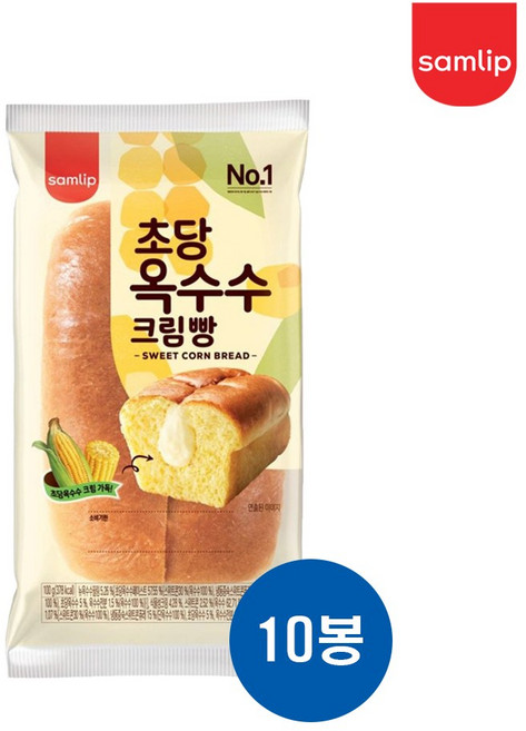 삼립 초당 옥수수크림빵 100g, 10개