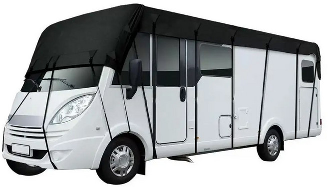 블랙 RV 캐러밴 캠핑카 지붕 보호 커버 방수 방진 햇빛가리개 자외선 차단 캠핑카 밴 210D